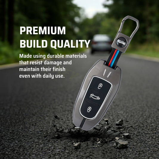 Metal Silicone Car Key Cover Compatible For Citron C3 | Aircross X | Basalt X Smart Key