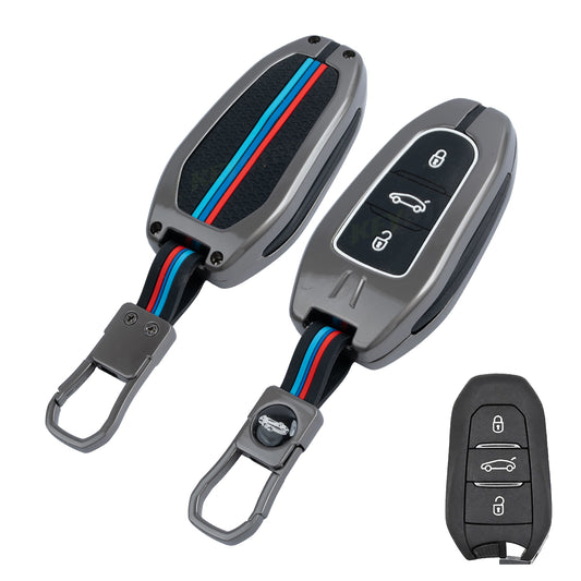 Metal Silicone Car Key Cover Compatible For Citron C3 | Aircross X | Basalt X Smart Key