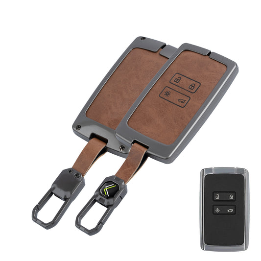 Metal Silicone Key Cover Compatible For Renault Triber | Kiger | New Kwid Smart Key