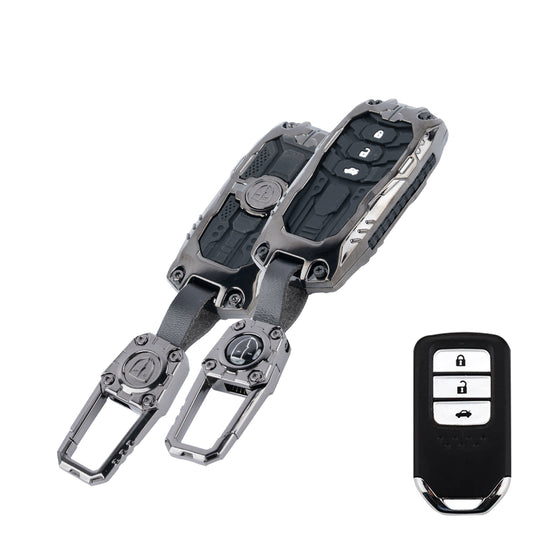 Metal Transformer Key Cover Compatible For Honda: City, Civic, Jazz, Brio, Amaze, Cr-v, Wr-v, Br-v, Mobilio 3 Button Smart Key