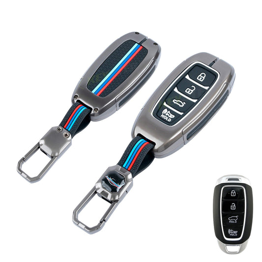 Metal Silicone Key Cover Compatible for New Hyundai New Verna | Verna 2020 Smart Key (4 Button Smart key)