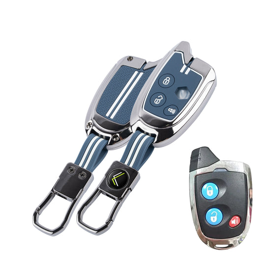 Metal Sapphire Key Cover With Key Chain Compatible with Suzuki Nippon 3-Button Smart Key