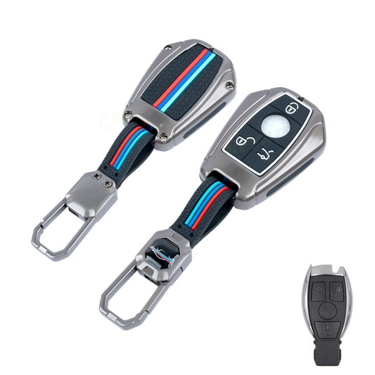 Metal Silicone Car Key Cover Compatible For Mercedes Benz : GL Series | S - Class | C - Class | M - Class | 3 Button Smart Key