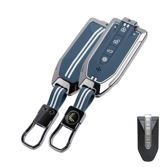 Metal Silicone Key Cover with keychain Compatible For Mahindra XEV 9e, BE 6e & 7XO (6 Button)