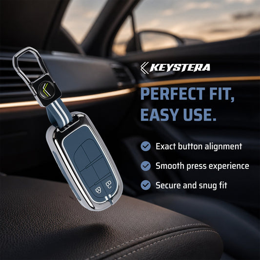 Metal Silicone Car Key Cover Compatible For Jeep Compass, Jeep Compass Trailhawk Smart Key