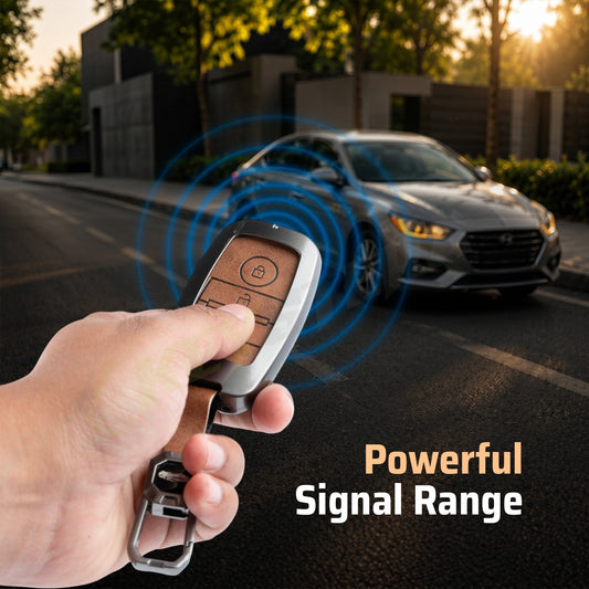 Metal Leather Brown Car Key Cover Compatible For Kia Seltos, Kia Sonet,Kia Carens,Kia Carnival (3 Button Smart Key)