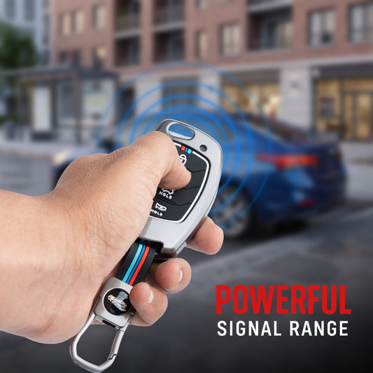 Metal Silicone Key Cover Compatible For Hyundai: Santa Fe (4 Button Flip Key)