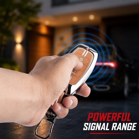 Metal Sapphire Key Cover With Key Chain Compatible with Hyundai: i20, Verna 2023 onwards (4 button smart key)