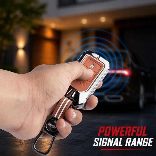 Metal Sapphire Key Cover With Key Chain Compatible with Honda: Elevate, City, Jazz, Amaze, Accord, BR-V, CR-V, WR-V, Civic (2 button smart key)