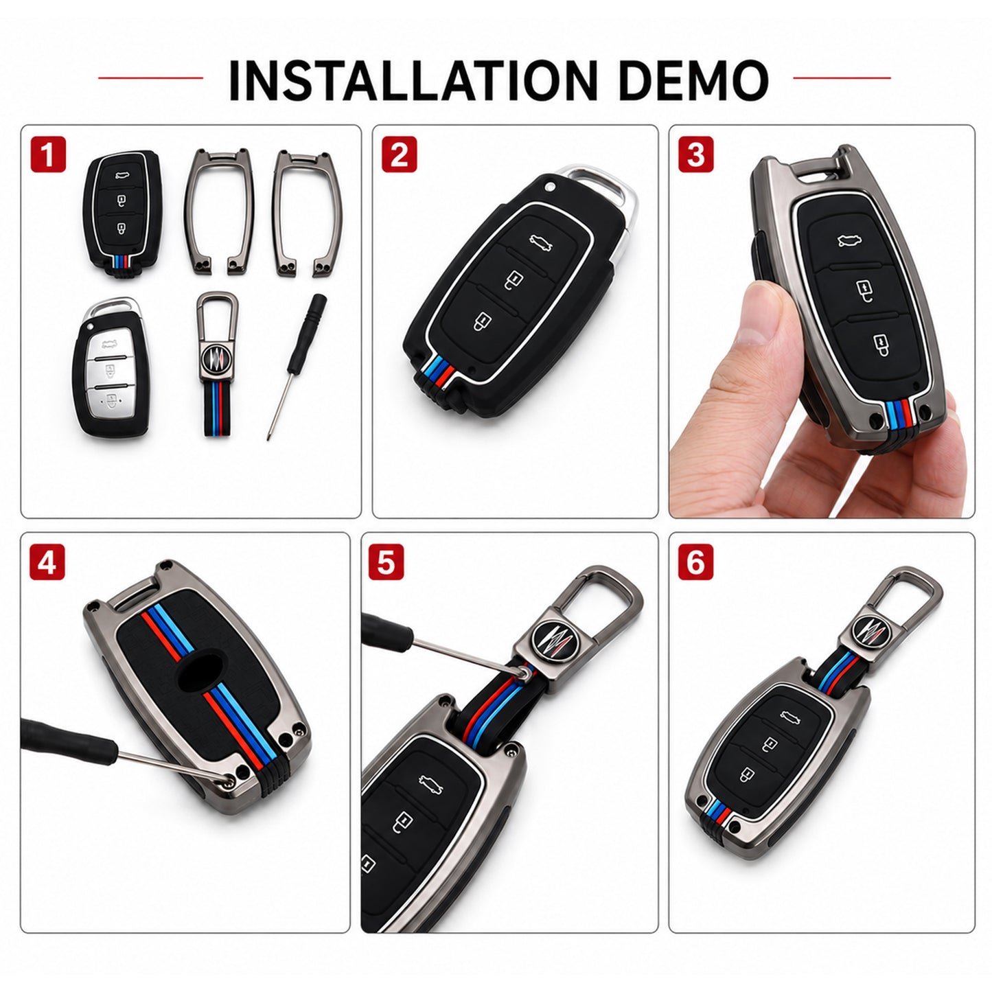 Metal Silicone Key Cover Compatible for Toyota : Innova, Fortuner 2 button remote key