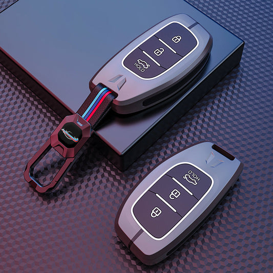 Metal Silicone Key Cover Compatible For Hyundai: i20, Creta, Venue, Tucson, Alcazar, Verna, Xcent, Aura, Elantra, Nios, I-10 Grand,Exter