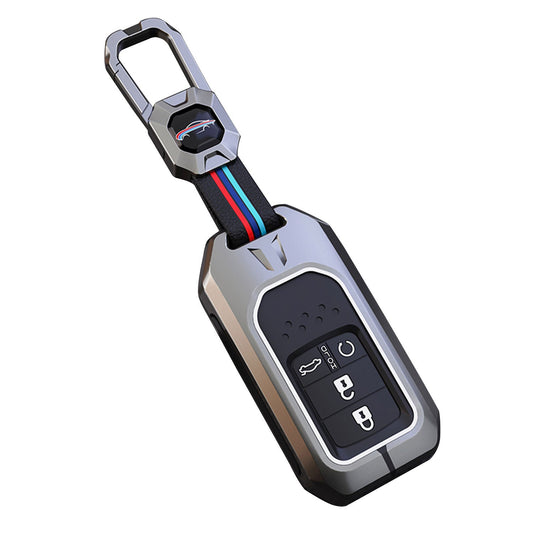 Metal Silicone Car Key Cover Compatible For Honda : City, Civic, Jazz, Brio, Amaze, Cr-v, Wr-v, Br-v, Mobilio (4B Smart Key)