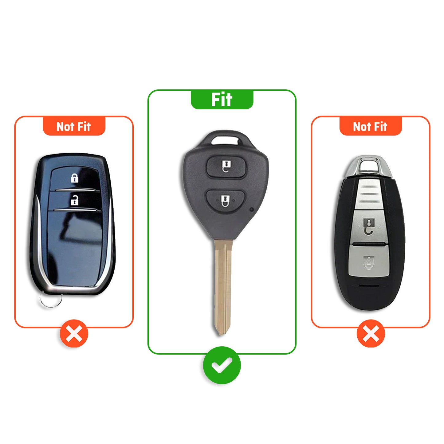 Metal Silicone Key Cover Compatible for Toyota : Innova, Fortuner 2 button remote key