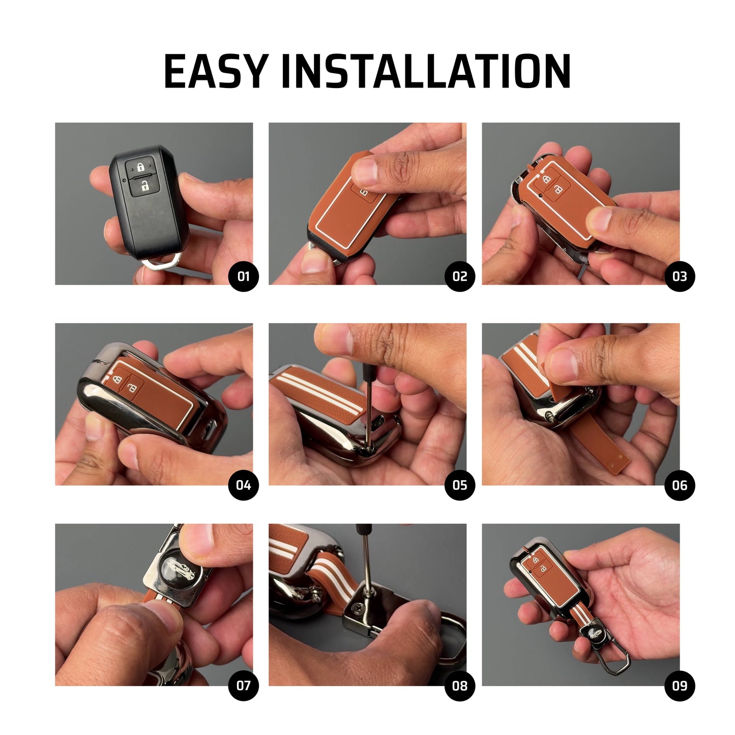 Metal Key Cover Compatible For Skoda : Octavia, Fabia, Laura, Superb, Rapid, Yeti & Volkswagen : Polo, Vento, Jetta, Ameo(3 Button Flip Key)