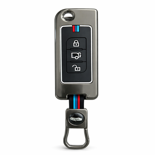 Metal Silicone Key Cover Compatible for Mahindra : XUV500 (3 Button Flip Key)