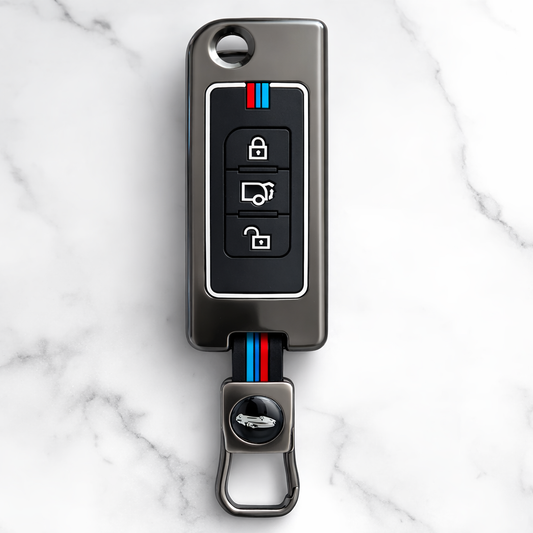 Metal Silicone Key Cover Compatible for Mahindra : XUV500 (3 Button Flip Key)