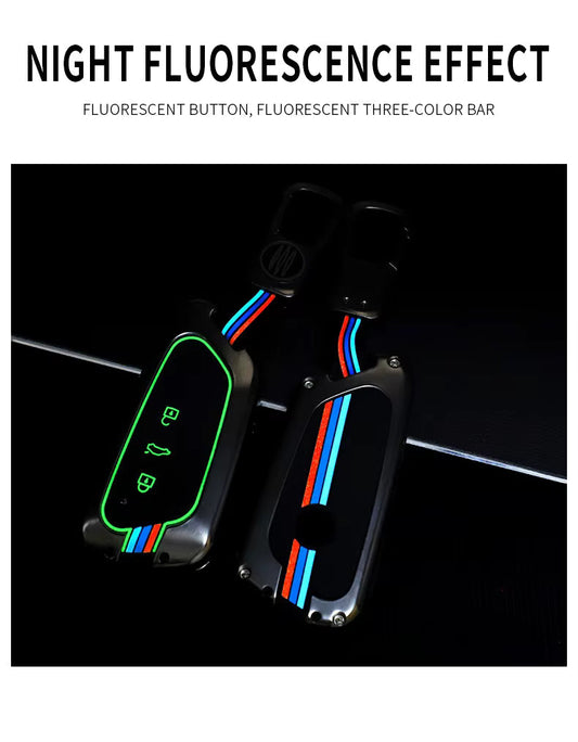 Metal Silicone Car Key Cover Compatible For Skoda Octavia | Volkswagen Virtus 3 Button Smart Key