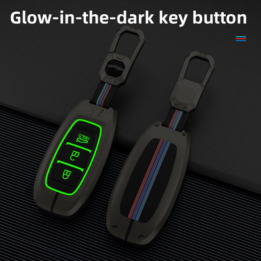Metal Silicone Car Key Cover Compatible For Hyundai : i20, Kona, Verna 2018 onwards (3 button smart key)