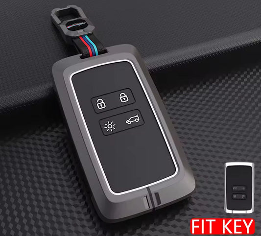 Metal Silicone Key Cover Compatible For Renault Triber | Kiger | New Kwid Smart Key