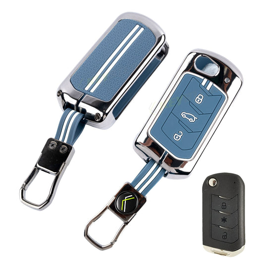 Metal Key Cover Compatible For Mahindra: Thar, Bolero, Scorpio, Scorpio-N, XUV700, XUV400, XUV3x0, XUV300, TUV300, Marazzo (3 button flip key)