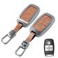 Metal Leather Brown Car Key Cover Compatible For Kia Seltos, Kia Sonet,Kia Carens,Kia Carnival (3 Button Smart Key)