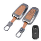 Metal Leather Key Cover Compatible for Ford Ecosport | Endeavour | Freestyle | Aspire | Figo (2 button Smart Key)