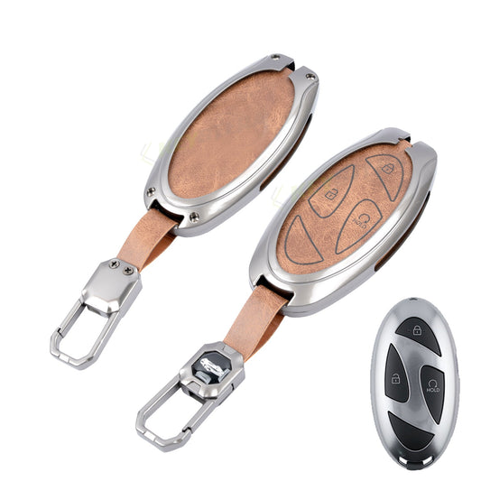 Metal Leather Car Key Cover Compatible For Hyundai Venue 2026 3-Button Smart Key