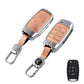 Metal Leather Brown Car Key Cover Compatible For Kia Seltos, Kia Sonet,Kia Carens (3 Button Flip Key)