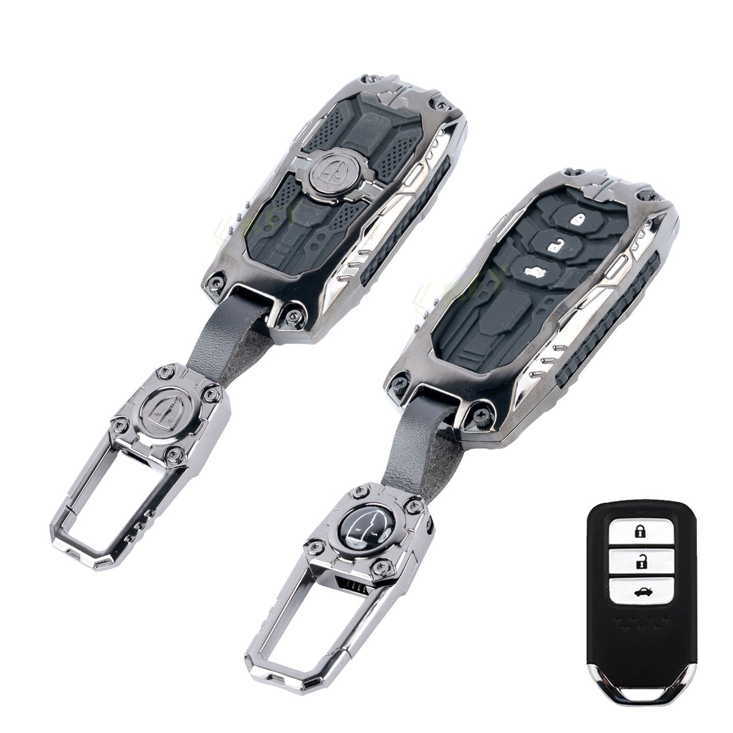 Metal Transformer Key Cover Compatible For Honda: City, Civic, Jazz, Brio, Amaze, Cr-v, Wr-v, Br-v, Mobilio 3 Button Smart Key