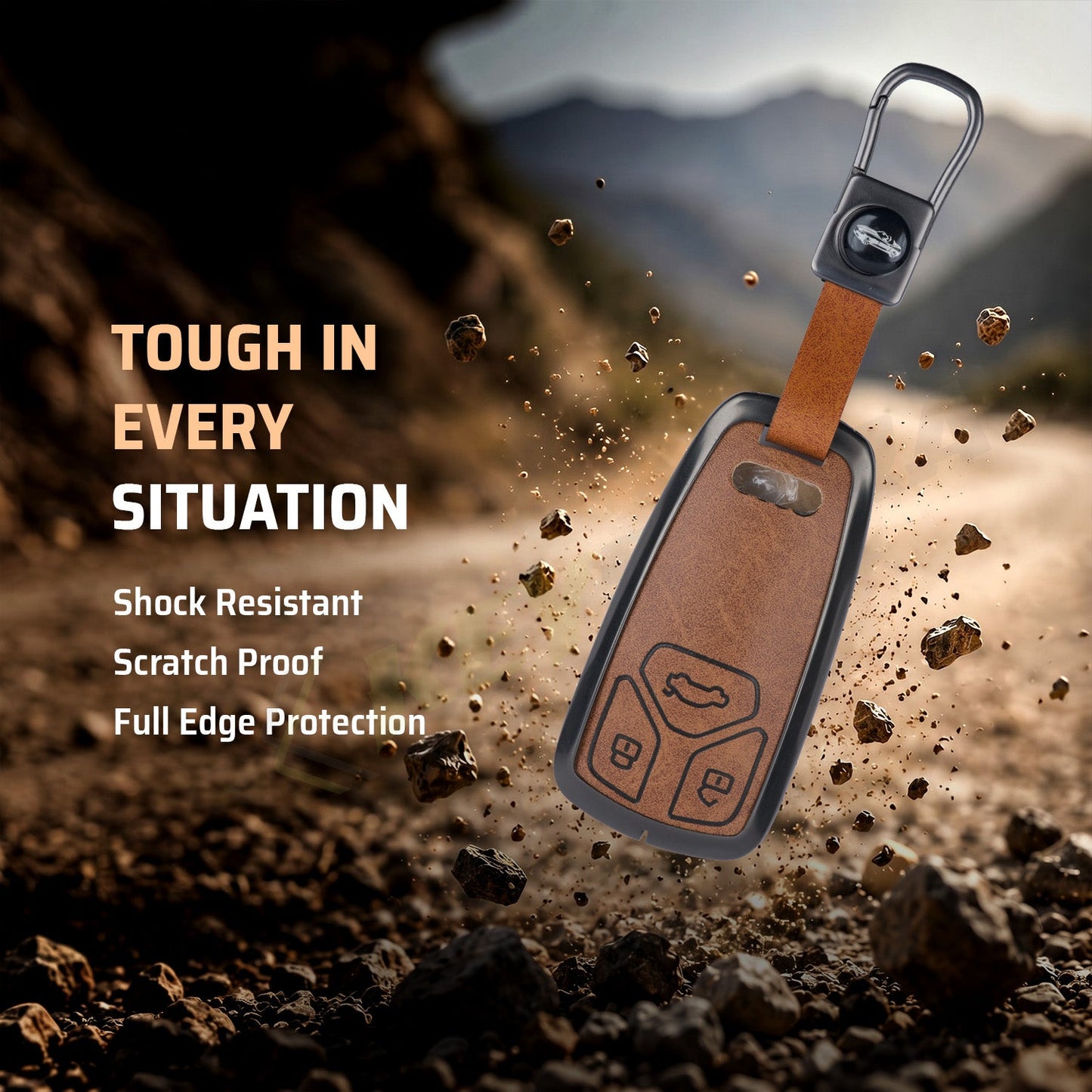 Metal Leather Key Cover For Audi Q5, A5, A8, Q7, A4, A6 (3 button smart key)