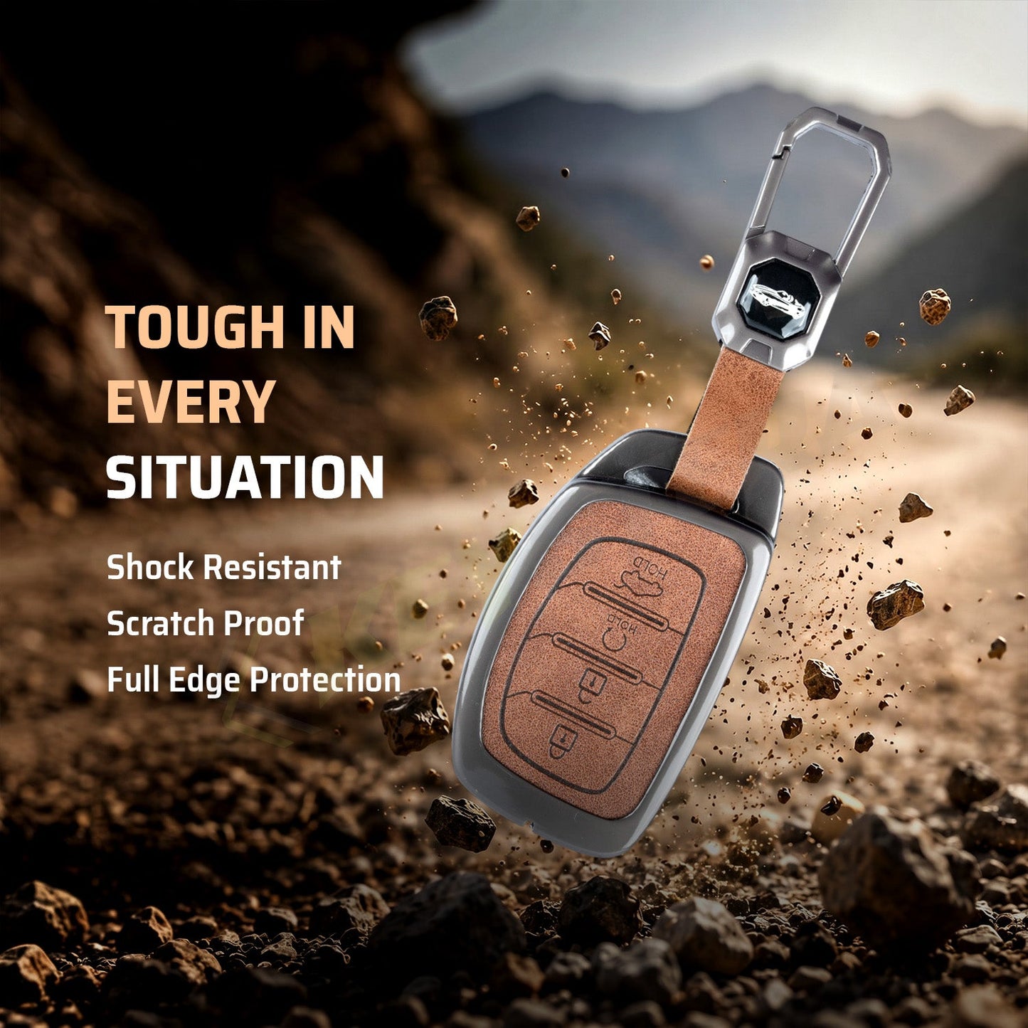 Metal Car Key Cover Compatible For Hyundai: Alcazar, Creta 2021 onwards (4 button smart key)
