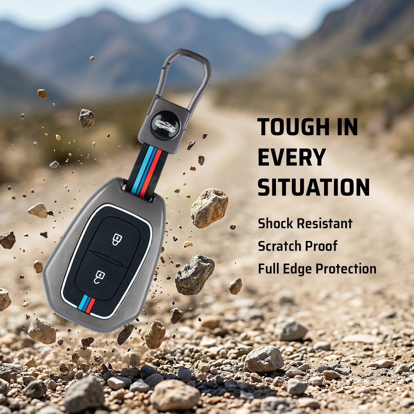 Metal Silicone Key Cover Compatible for Renault Triber | Kwid | Duster | Datsun redi-GO Flip type Key