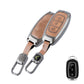 Metal Leather Brown Car Key Cover Compatible For Hyundai : i20, Kona, Verna 2018 onwards (3 button smart key)