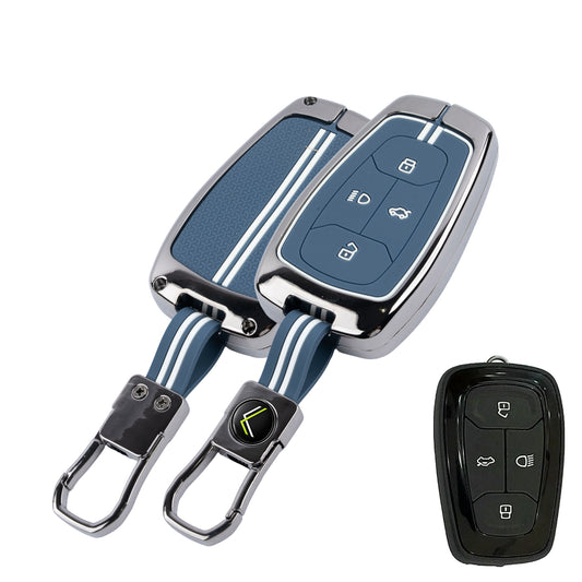 Metal Key Cover Compatible For Tata: Nexon, Harrier,Tiago, Tigor BS6, Tigor EV, Safari 2021, Altroz, Safari Gold, Gravitas, Punch (4 button smart key)