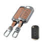 Metal Leather Brown Car Key Cover Compatible For Mahindra: Thar, Bolero, Scorpio, Scorpio-N, XUV700, XUV400, XUV3x0, XUV300, TUV300, Marazzo (3 button flip key)