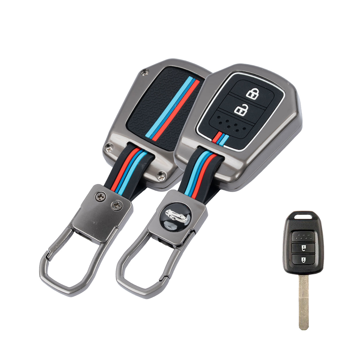 metal silicon Car Key Cover Compatible For Honda WR-V | City | Jazz | Amaze 2014+ Models