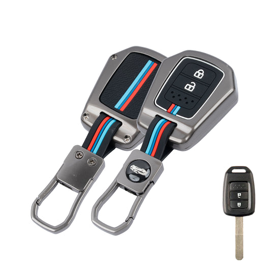 metal silicon Car Key Cover Compatible For Honda WR-V | City | Jazz | Amaze 2014+ Models