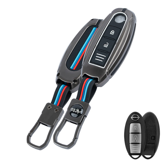 Metal Silicone Key Cover Compatible for Nissan Sunny | Terrano | Magnite (2 button smart key)