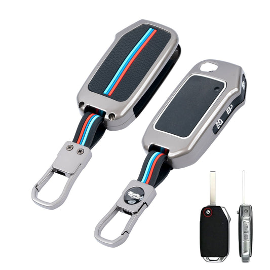Metal Silicone Car Key Cover Compatible For kia : Seltos, Sonet, Carens, Carens Clavis (3 Button Flip Key)