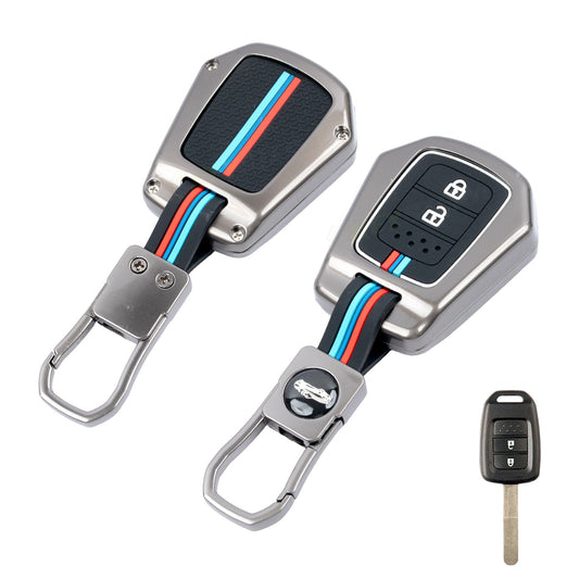 metal silicon Car Key Cover Compatible For Honda WR-V | City | Jazz | Amaze 2014+ Models