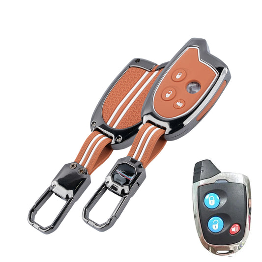 Metal Sapphire Key Cover With Key Chain Compatible with Suzuki Nippon 3-Button Smart Key
