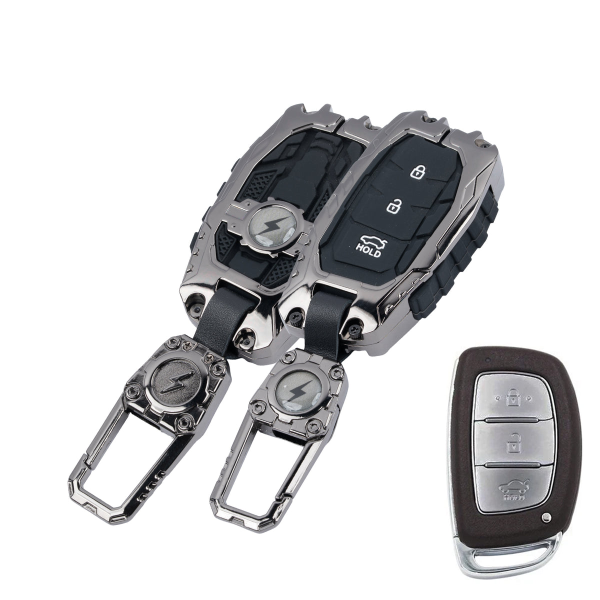 Transformer Metal Key Cover Compatible For Hyundai: i20, Creta, Venue, Tucson, Alcazar, Verna, Xcent, Aura, Elantra, Nios, I-10 Grand,Exter