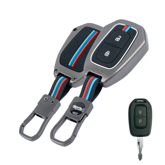 Metal Silicone Key Cover Compatible for Renault Triber | Kwid | Duster | Datsun redi-GO Flip type Key