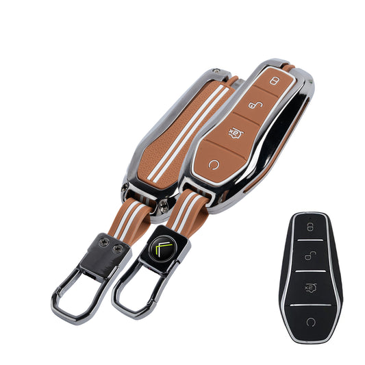 Metal Key Cover With Key Chain Compatible With Byd Atto 3 Car