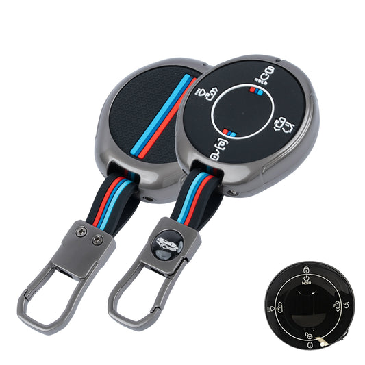 Metal Silicone Car Key Cover Compatible For TATA Harrier EV 4 button Smart Key.