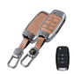 Metal Leather Brown Car Key Cover Compatible For Kia Seltos, Kia Sonet,Kia Carens (3 Button Flip Key)