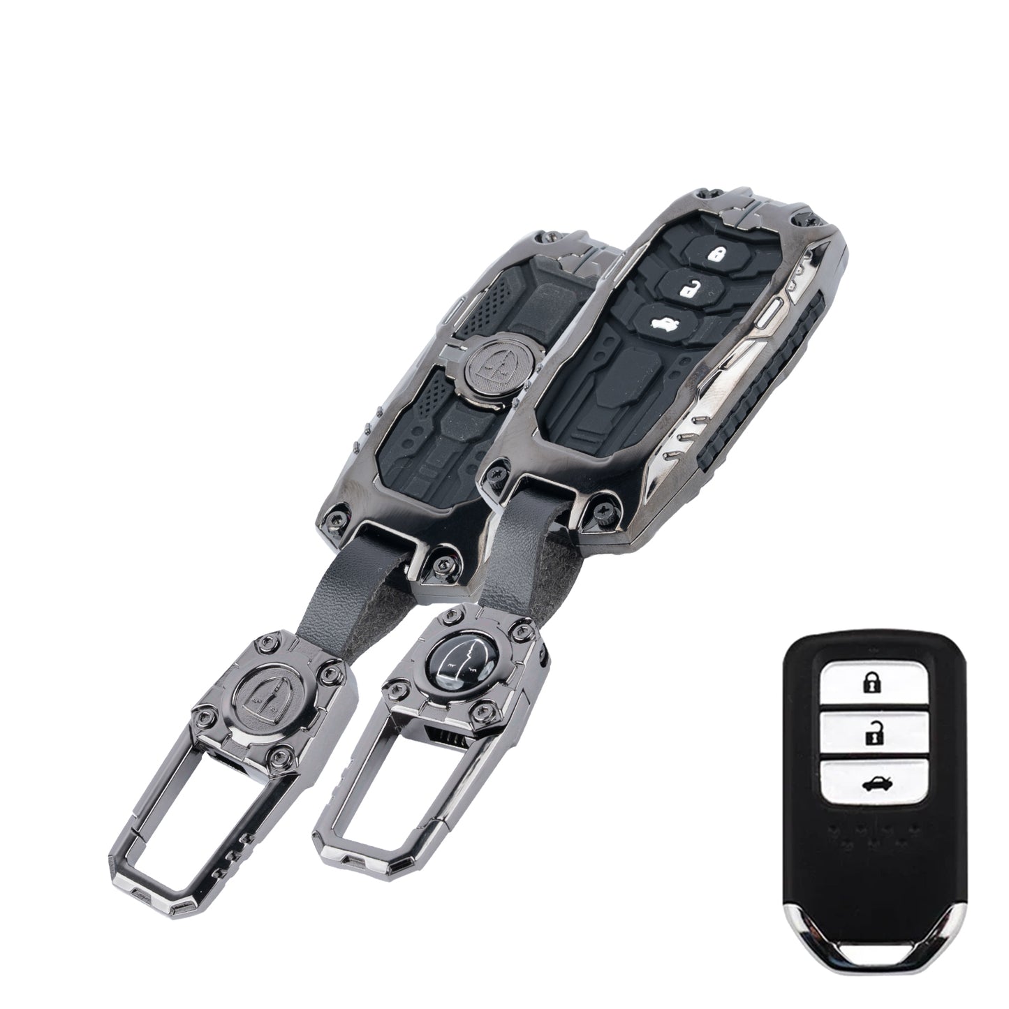 Metal Transformer Key Cover Compatible For Honda: City, Civic, Jazz, Brio, Amaze, Cr-v, Wr-v, Br-v, Mobilio 3 Button Smart Key