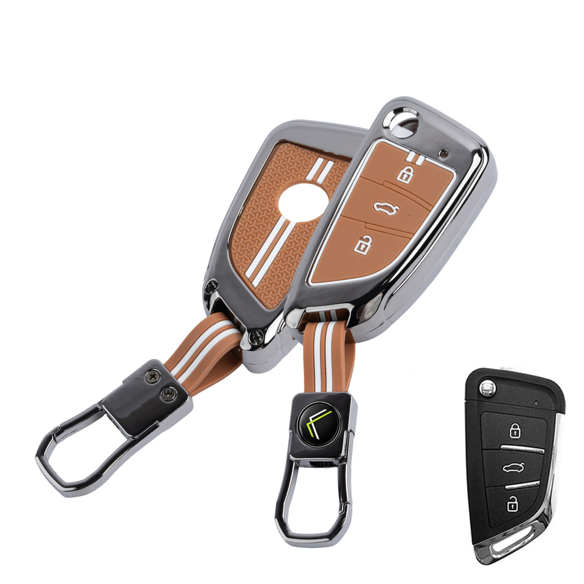 Metal Key Cover With Key Chain Compatible With B29 Model Universal Flip Key