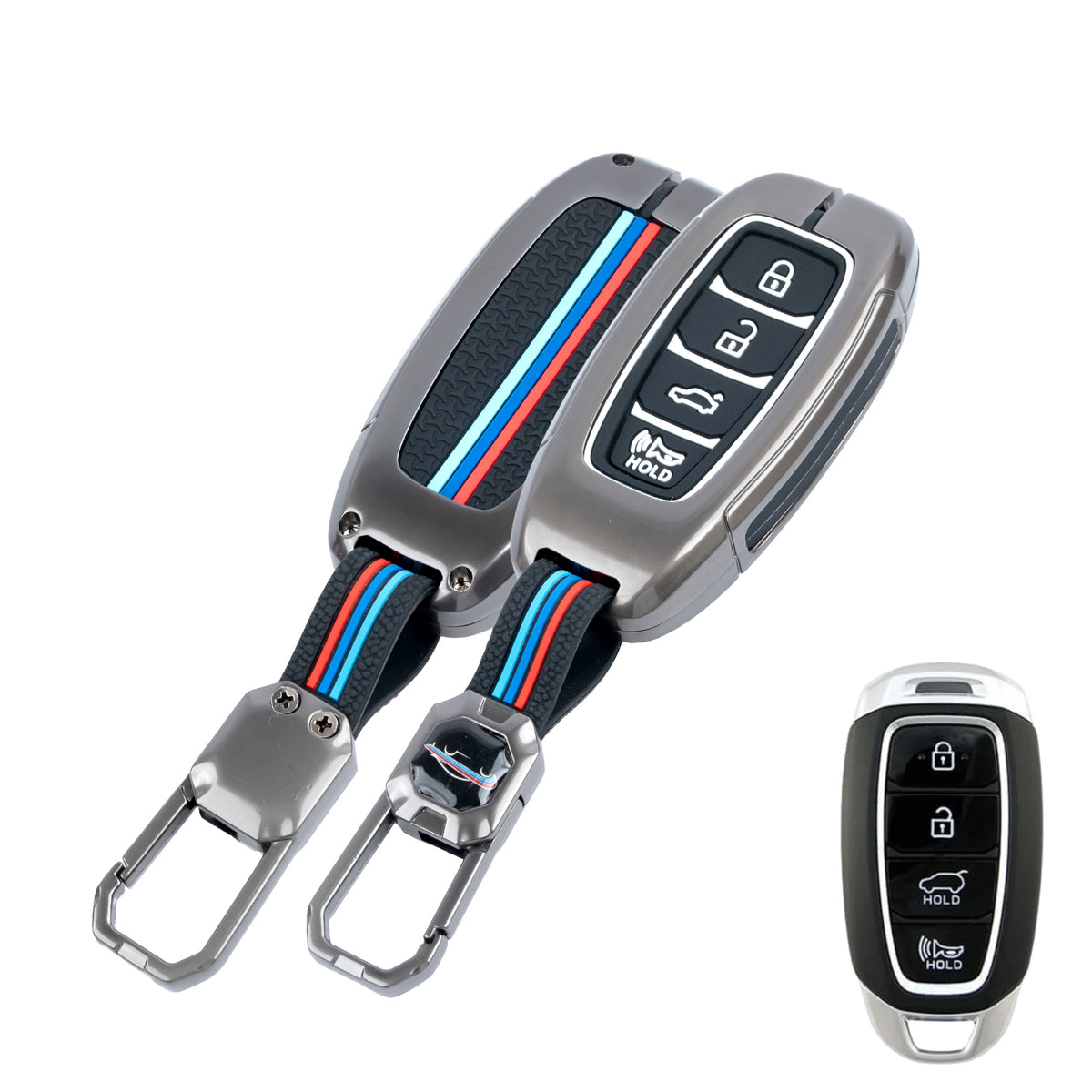 Metal Silicone Key Cover Compatible for New Hyundai New Verna | Verna 2020 Smart Key (4 Button Smart key)