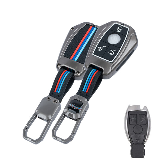 Metal Silicone Car Key Cover Compatible For Mercedes Benz : GL Series | S - Class | C - Class | M - Class | 3 Button Smart Key